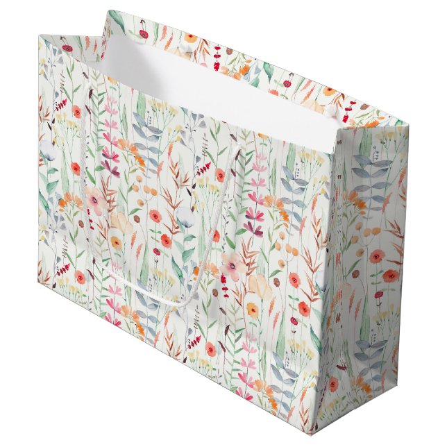 Pastel Flower Garden Pattern Large Gift Bag (Front Angled)