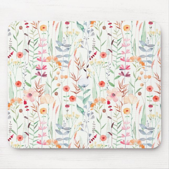 Pastel Flower Garden Pattern Mouse Pad (Front)