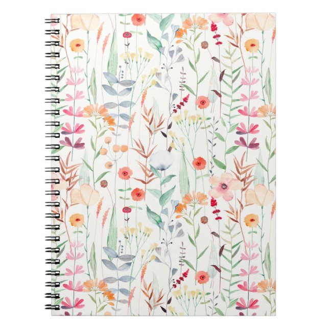 Pastel Flower Garden Pattern Notebook (Front)