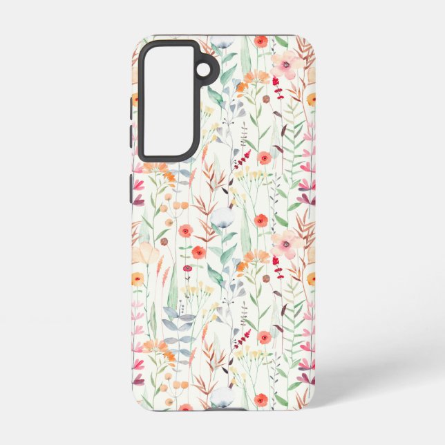 Pastel Flower Garden Pattern Samsung Galaxy S21 Case (Back)