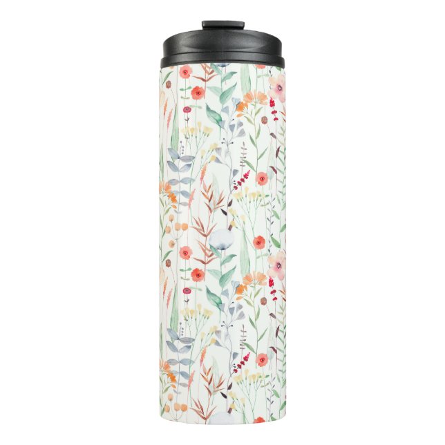Pastel Flower Garden Pattern Thermal Tumbler (Front)