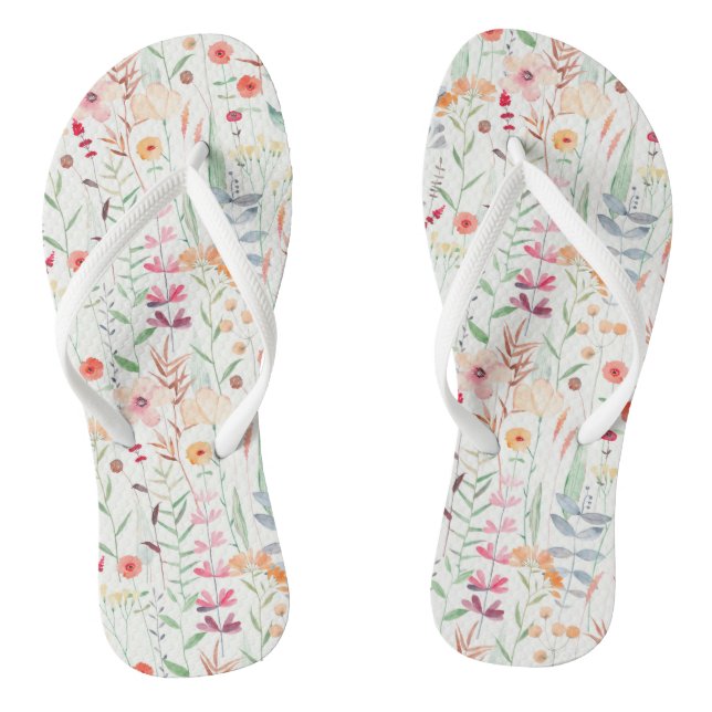 Pastel Flower Garden Pattern Thongs (Footbed)