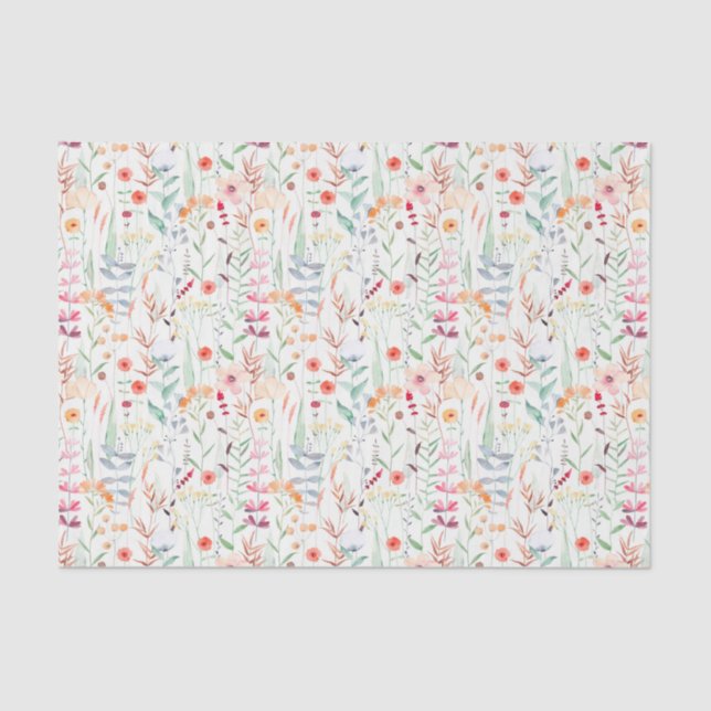 Pastel Flower Garden Pattern Tissue Paper (Front)