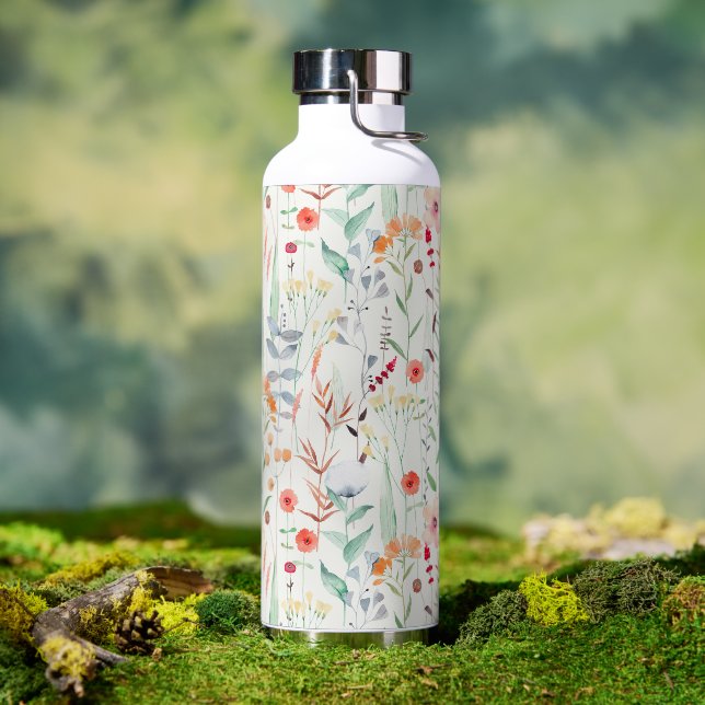 Pastel Flower Garden Pattern Water Bottle (Outdoor)