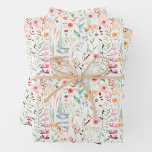 Pastel Flower Garden Pattern Wrapping Paper Sheet
