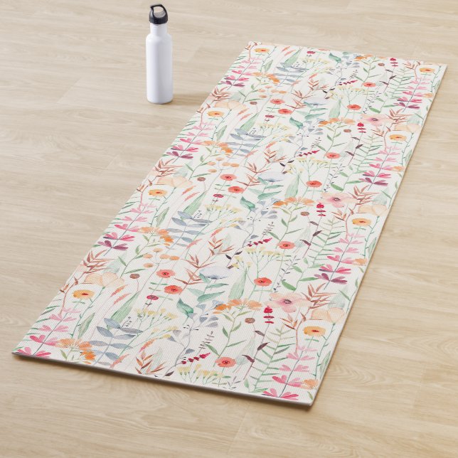 Pastel Flower Garden Pattern Yoga Mat (In Situ)