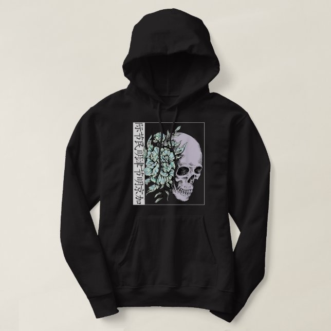Pastel Flower I Skull I Aesthetic Art I Japanese A Hoodie (Design Front)