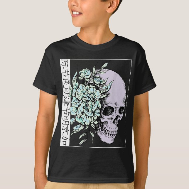 Pastel Flower I Skull I Aesthetic Art I Japanese A T-Shirt (Front)
