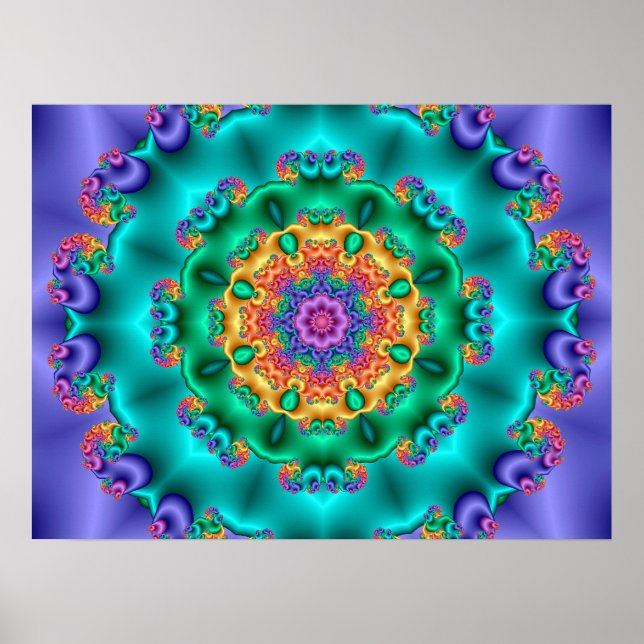 Pastel Flower Kaleidoscope Poster (Front)