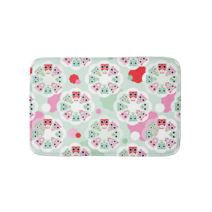 pastel flower owl background pattern bath mat