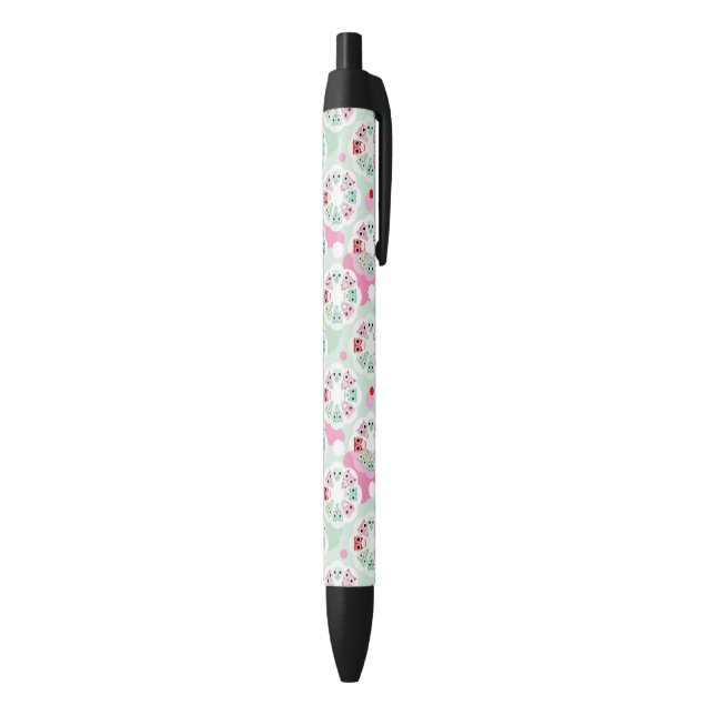 pastel flower owl background pattern black ink pen (Bottom (Vertical))