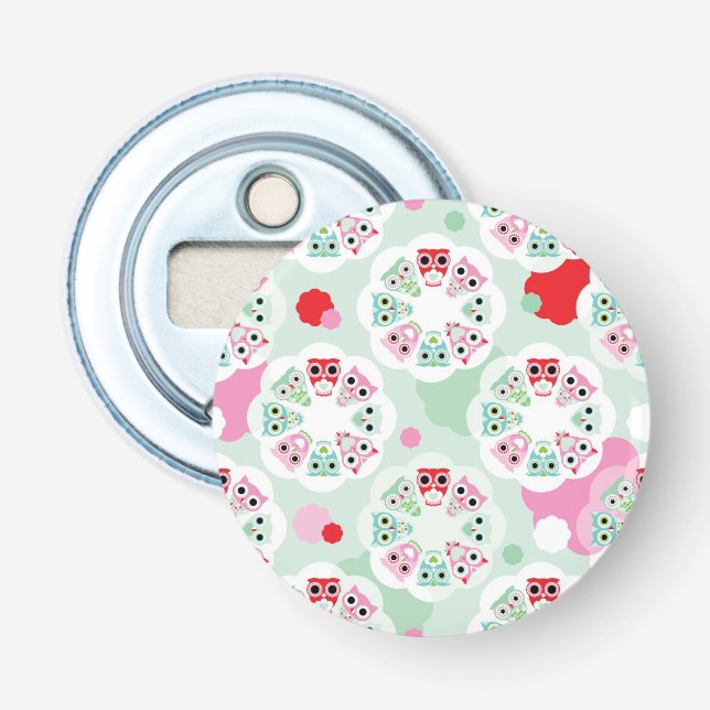 pastel flower owl background pattern bottle opener (Front)