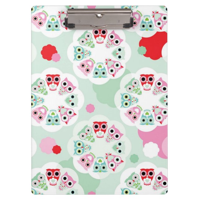 pastel flower owl background pattern clipboard (Front)