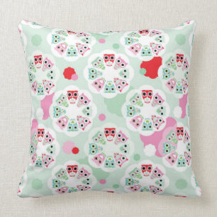 pastel flower owl background pattern cushion