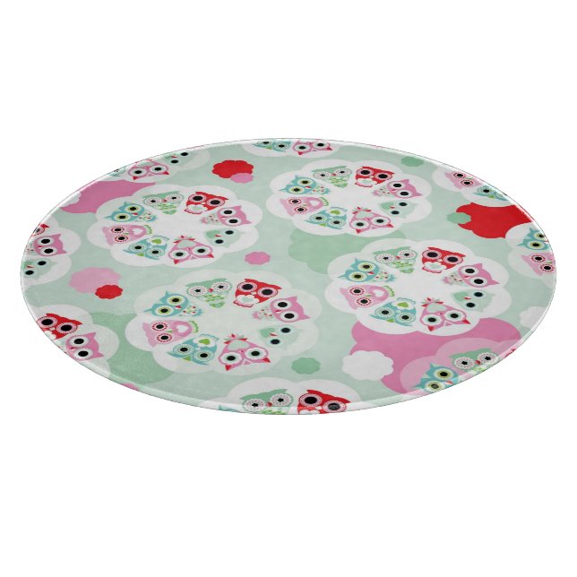pastel flower owl background pattern cutting board (Corner)