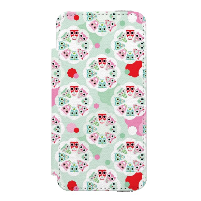 pastel flower owl background pattern incipio iPhone wallet case (Folio Front)