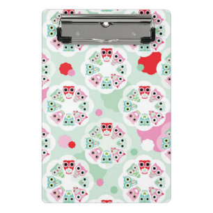 pastel flower owl background pattern mini clipboard