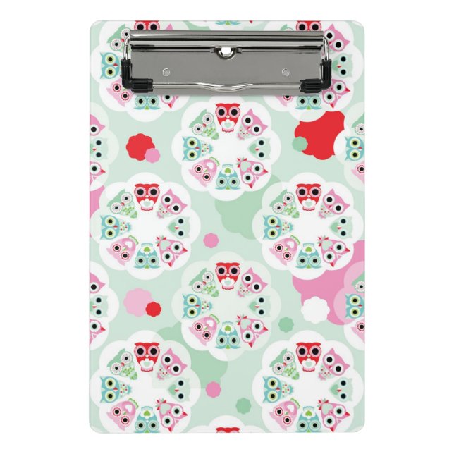 pastel flower owl background pattern mini clipboard (Front)