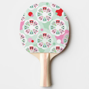 pastel flower owl background pattern ping pong paddle