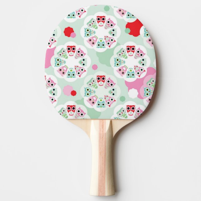 pastel flower owl background pattern ping pong paddle (Front)