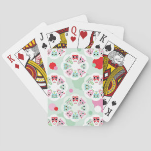 pastel flower owl background pattern playing cards