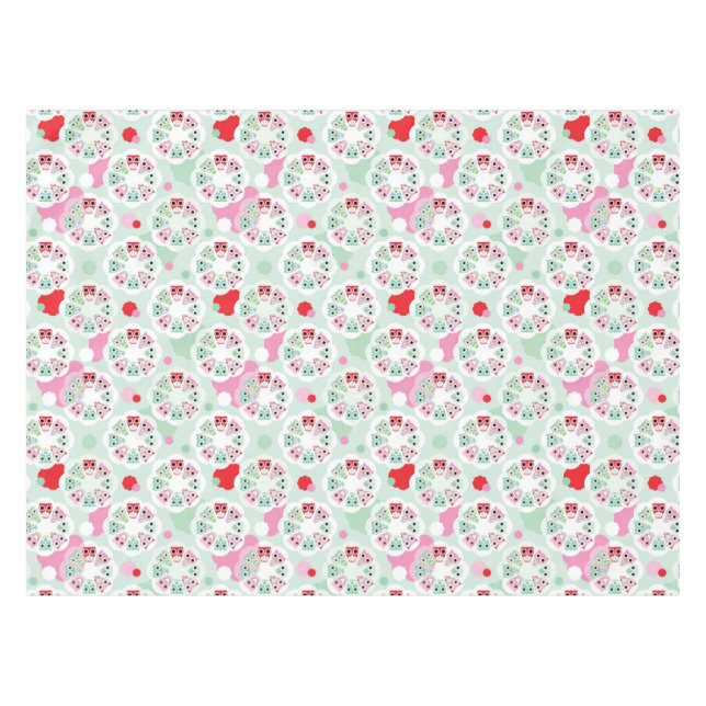 pastel flower owl background pattern tablecloth (Front (Horizontal))