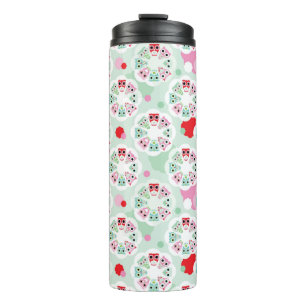 pastel flower owl background pattern thermal tumbler