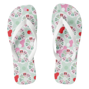 pastel flower owl background pattern thongs