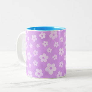 Pastel flowered two toned coffee and tea mug