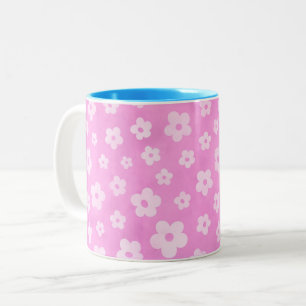 Pastel flowered two toned coffee and tea mug