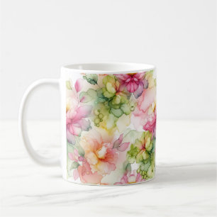 Pastel Flowers Alcohol Ink Illustration Coffee Mug
