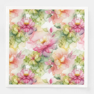 Pastel Flowers Alcohol Ink Illustration  Napkin