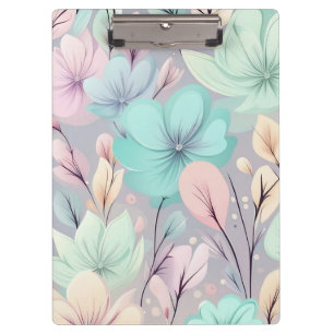 Pastel Flowers and Leaves on Purple Background Clipboard