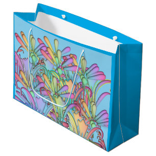 Pastel Flowers Blue Large Gift Bag