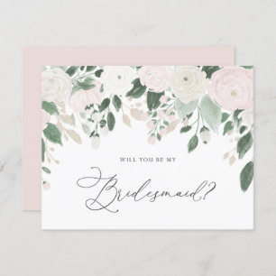 Pastel Flowers Glitter Will You Be My Bridesmaid Invitation