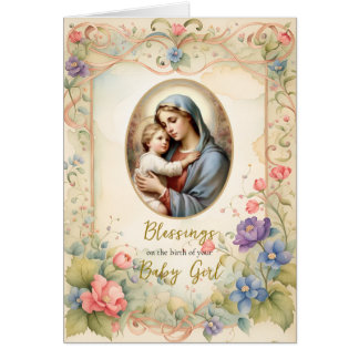 Pastel Flowers Gold Frame Congratulations New Baby