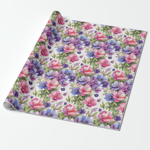 Pastel Flowers Illustration v2 Wrapping Paper