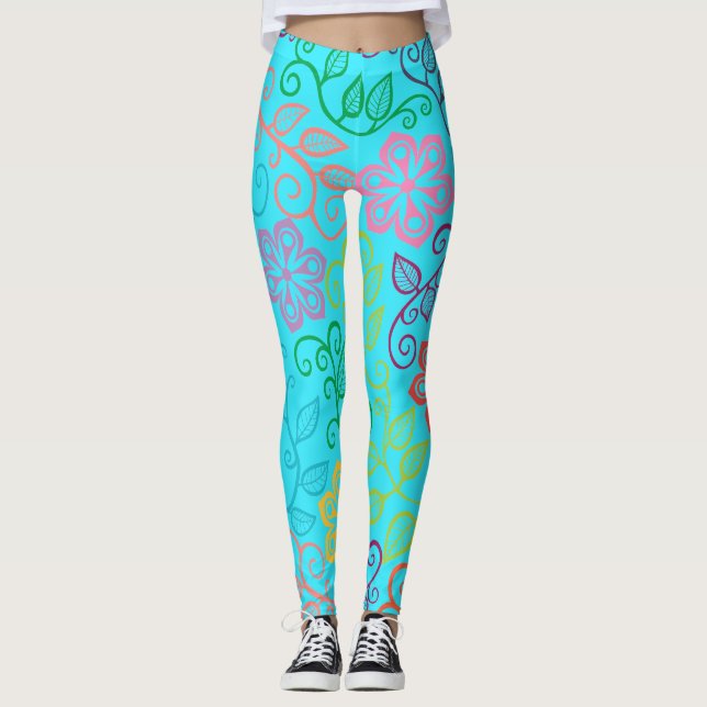 Pastel Flowers Leggings (Front)