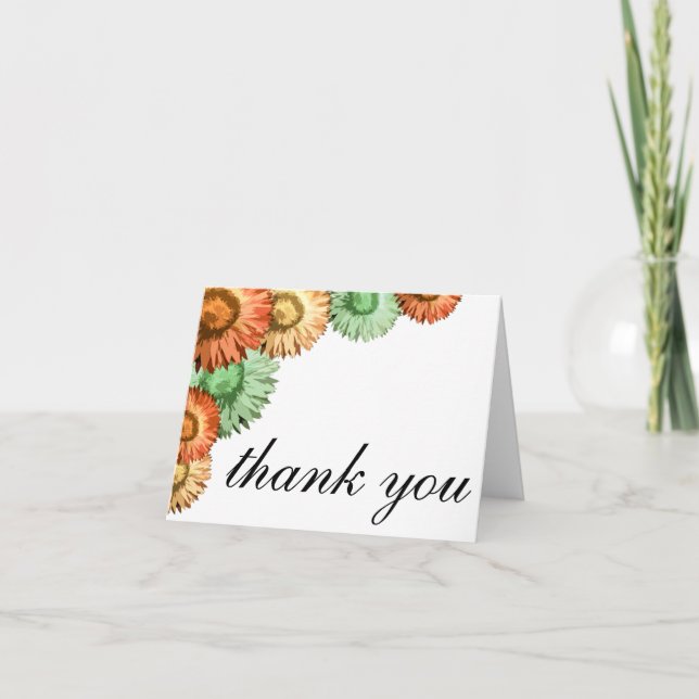 Pastel Flowers Mint Coral Peach Thank You Card (Front)