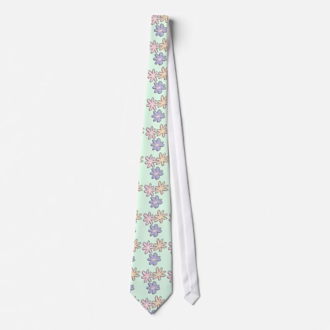 Pastel Flowers on Mint Green Tie (Front)