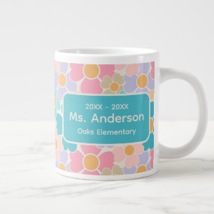 Pastel Flowers Personalised Teacher Large Coffee Mug