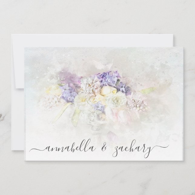 *~* Pastel Flowers PHOTO RSVP QR AR26 WEDDING  Invitation (Front)