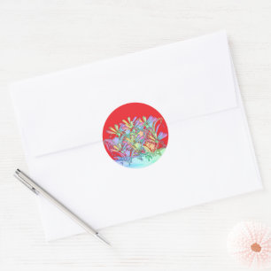 Pastel Flowers Red Envelope Seal