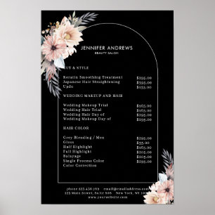 Pastel Flowers Salon Price List Poster