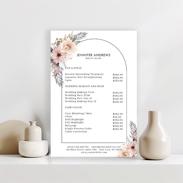 Pastel Flowers Salon Price List Poster (Creator Uploaded)