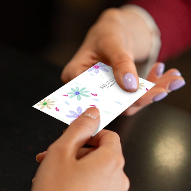 Pastel Flowers | Simple Name Monogram Business Card (Creator Uploaded)