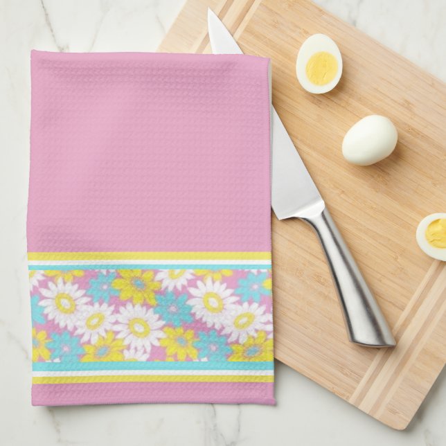 Pastel flowers tea towel (Quarter Fold)