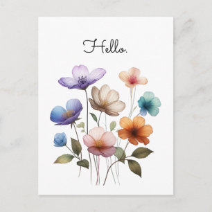 Pastel Flowers Watercolor Illustration Customise  Postcard