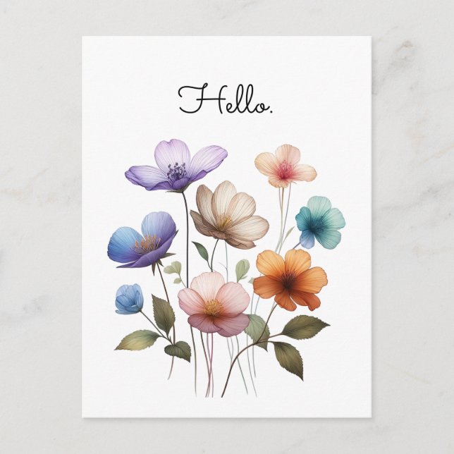 Pastel Flowers Watercolor Illustration Customise  Postcard (Front)