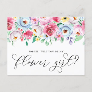 Pastel Flowers Will You Be My Flower Girl Card